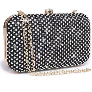 Women's Rhinestone Clutch Purse Sparkling Evening Bag with Crystal Clasp